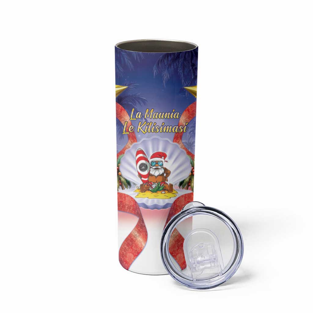 American Samoa Christmas Skinny Tumbler Seashell Santa Beach Vibes LT05 - Polynesian Pride
