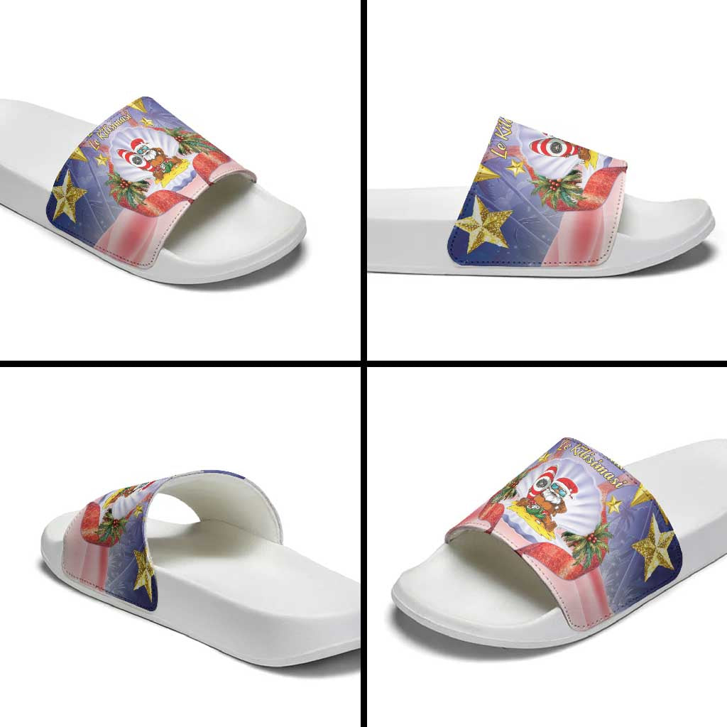 American Samoa Christmas Slide Sandals Seashell Santa Beach Vibes LT05 - Polynesian Pride