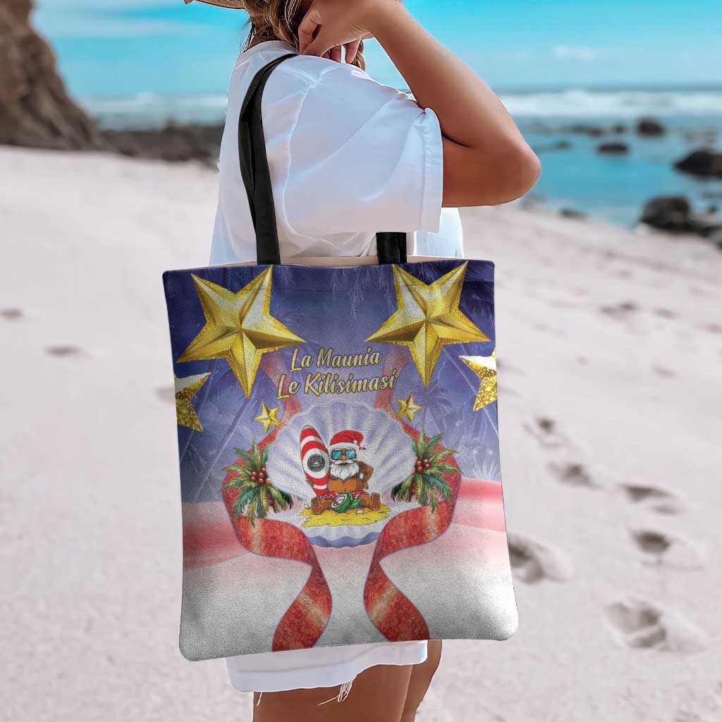 American Samoa Christmas Tote Bag Seashell Santa Beach Vibes LT05 - Polynesian Pride