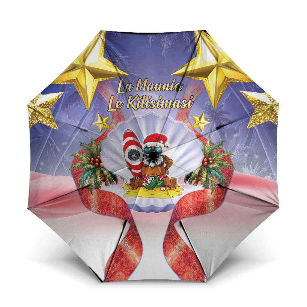 American Samoa Christmas Umbrella Seashell Santa Beach Vibes LT05 One Size Folded 11.42 inch Opened Diameter 37.4 inch Navy - Polynesian Pride