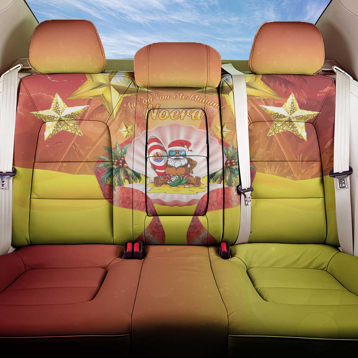 French Polynesia Christmas Back Car Seat Cover Seashell Santa Beach Vibes LT05 One Size Orange - Polynesian Pride