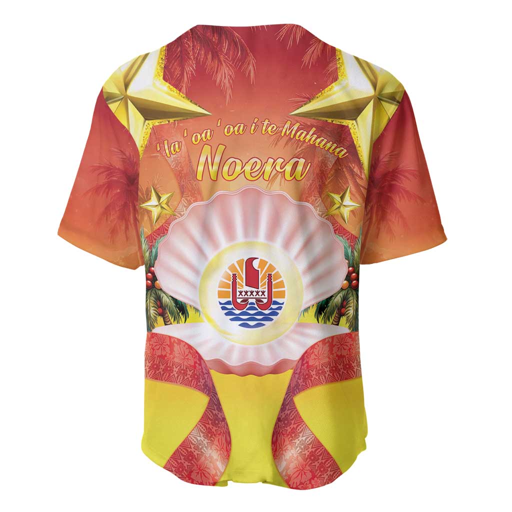 French Polynesia Christmas Baseball Jersey Seashell Santa Beach Vibes LT05 - Polynesian Pride