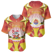 French Polynesia Christmas Baseball Jersey Seashell Santa Beach Vibes LT05 - Polynesian Pride