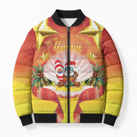 French Polynesia Christmas Bomber Puffer Jacket Seashell Santa Beach Vibes LT05 Unisex Orange - Polynesian Pride