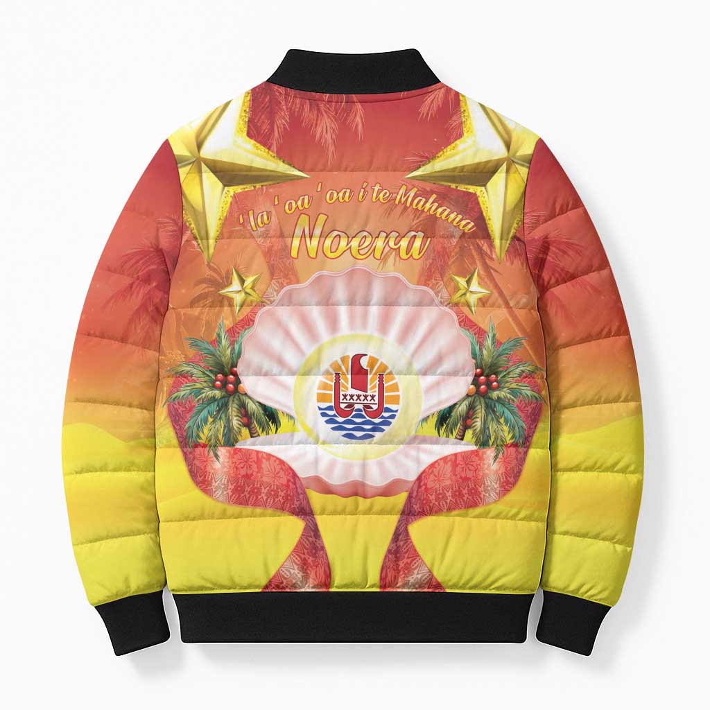 French Polynesia Christmas Bomber Puffer Jacket Seashell Santa Beach Vibes LT05 - Polynesian Pride