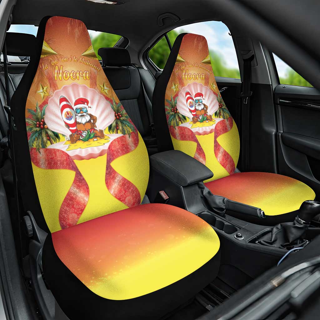 French Polynesia Christmas Car Seat Cover Seashell Santa Beach Vibes LT05 One Size Orange - Polynesian Pride