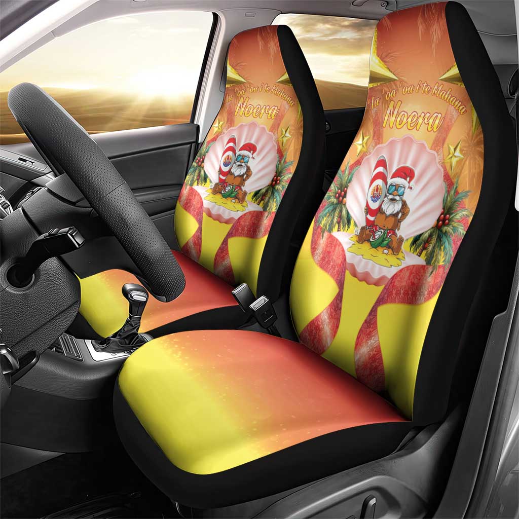 French Polynesia Christmas Car Seat Cover Seashell Santa Beach Vibes LT05 - Polynesian Pride