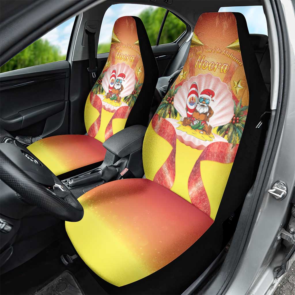 French Polynesia Christmas Car Seat Cover Seashell Santa Beach Vibes LT05 - Polynesian Pride