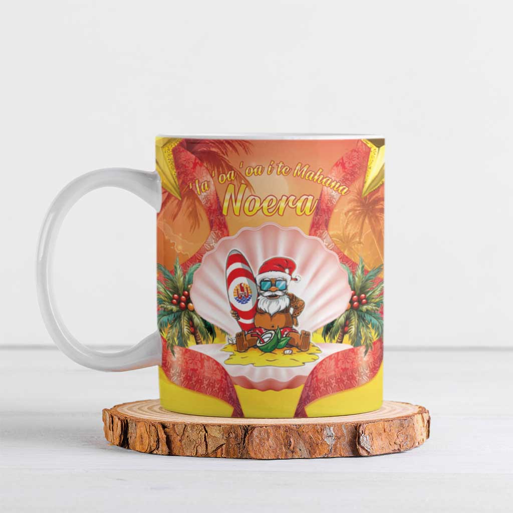 French Polynesia Christmas Ceramic Mug Seashell Santa Beach Vibes LT05 Orange - Polynesian Pride