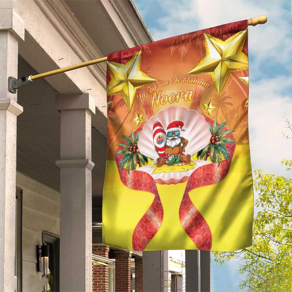 French Polynesia Christmas Garden Flag Seashell Santa Beach Vibes LT05 House Flag Orange - Polynesian Pride