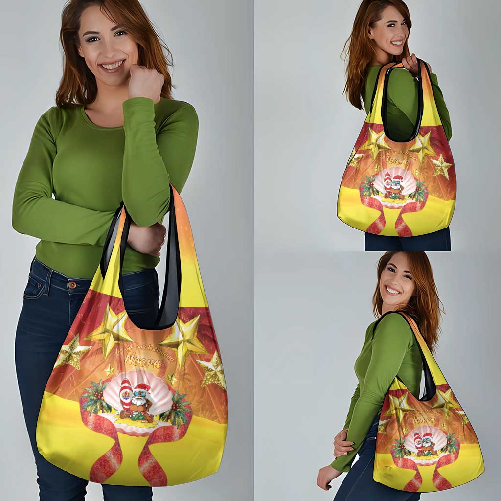 French Polynesia Christmas Grocery Bag Seashell Santa Beach Vibes LT05 - Polynesian Pride