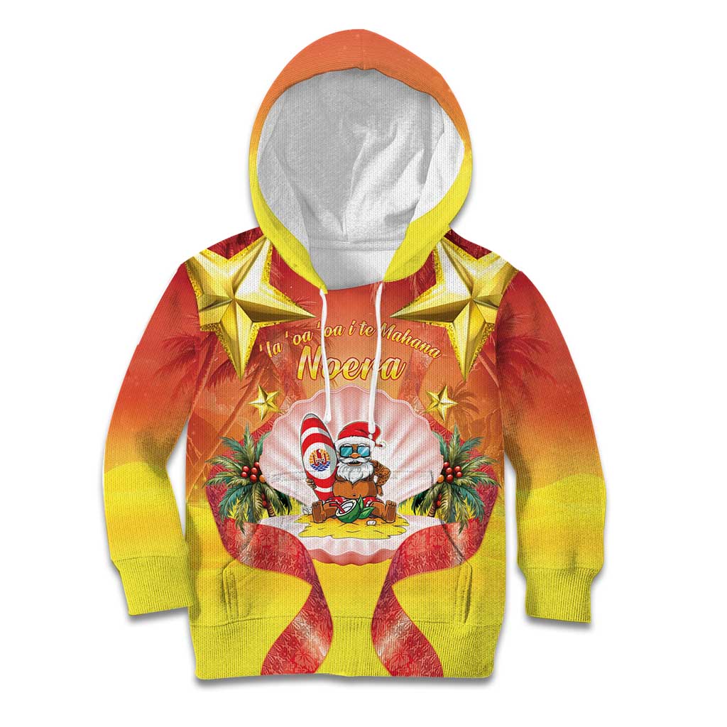 French Polynesia Christmas Kid Hoodie Seashell Santa Beach Vibes LT05 Hoodie Orange - Polynesian Pride