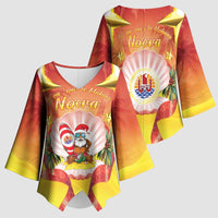 French Polynesia Christmas Kimono Sleeve Blouse Seashell Santa Beach Vibes LT05 - Polynesian Pride