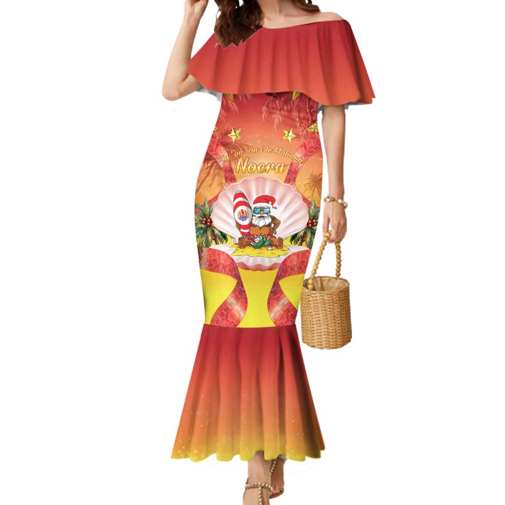 French Polynesia Christmas Mermaid Dress Seashell Santa Beach Vibes LT05 Women Orange - Polynesian Pride