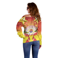 French Polynesia Christmas Off Shoulder Sweater Seashell Santa Beach Vibes LT05 - Polynesian Pride
