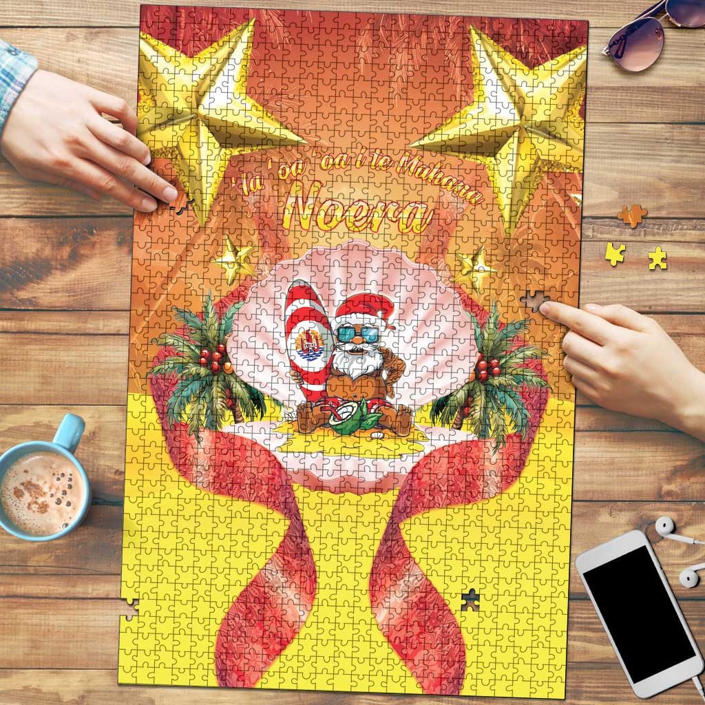 French Polynesia Christmas Puzzle Seashell Santa Beach Vibes LT05 Orange - Polynesian Pride