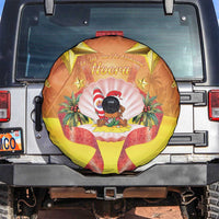 French Polynesia Christmas Spare Tire Cover Seashell Santa Beach Vibes LT05 Orange - Polynesian Pride