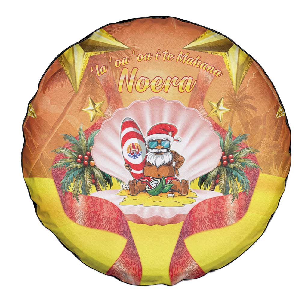 French Polynesia Christmas Spare Tire Cover Seashell Santa Beach Vibes LT05 - Polynesian Pride