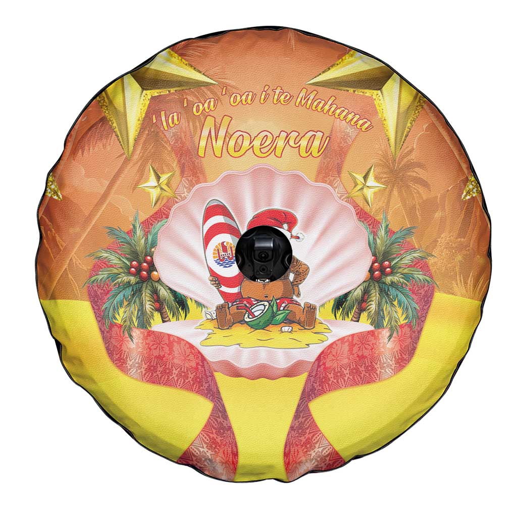 French Polynesia Christmas Spare Tire Cover Seashell Santa Beach Vibes LT05 - Polynesian Pride