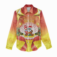 French Polynesia Christmas Women Casual Shirt Seashell Santa Beach Vibes LT05 - Polynesian Pride