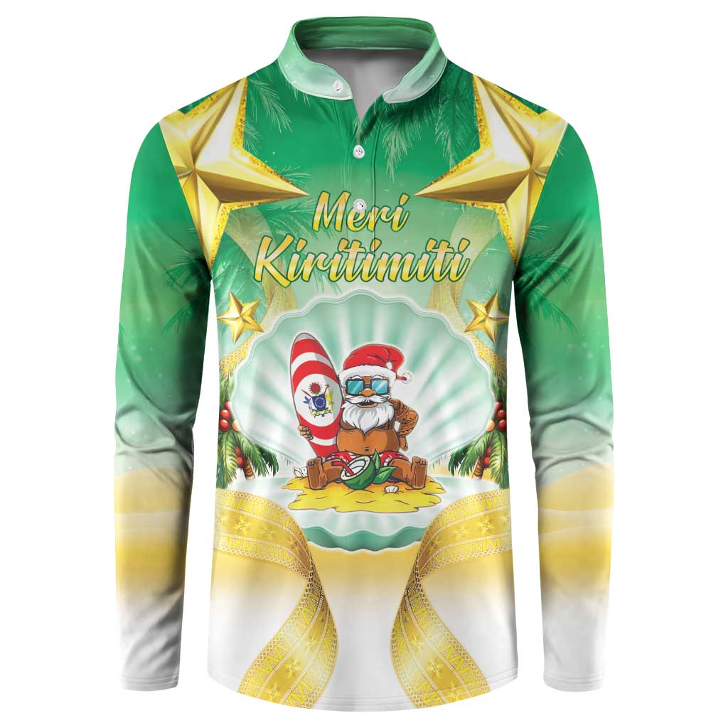 Cook Islands Christmas Button Sweatshirt Seashell Santa Beach Vibes LT05 Green - Polynesian Pride