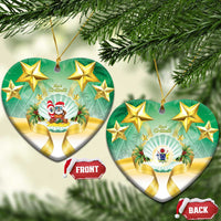 Cook Islands Christmas Ceramic Ornament Seashell Santa Beach Vibes LT05 Heart Green - Polynesian Pride