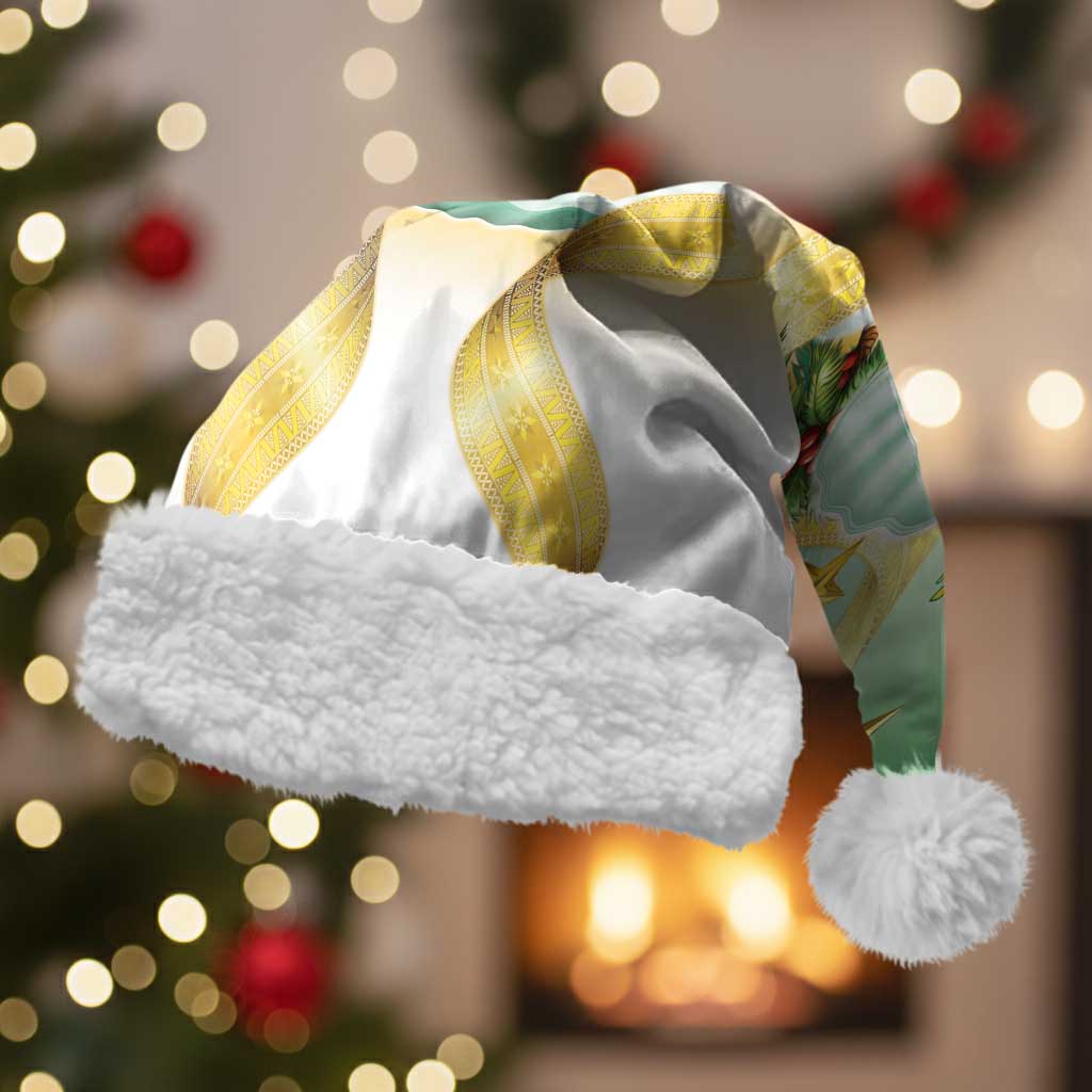 Cook Islands Christmas Santa Hat Seashell Santa Beach Vibes LT05 With Fur Green - Polynesian Pride