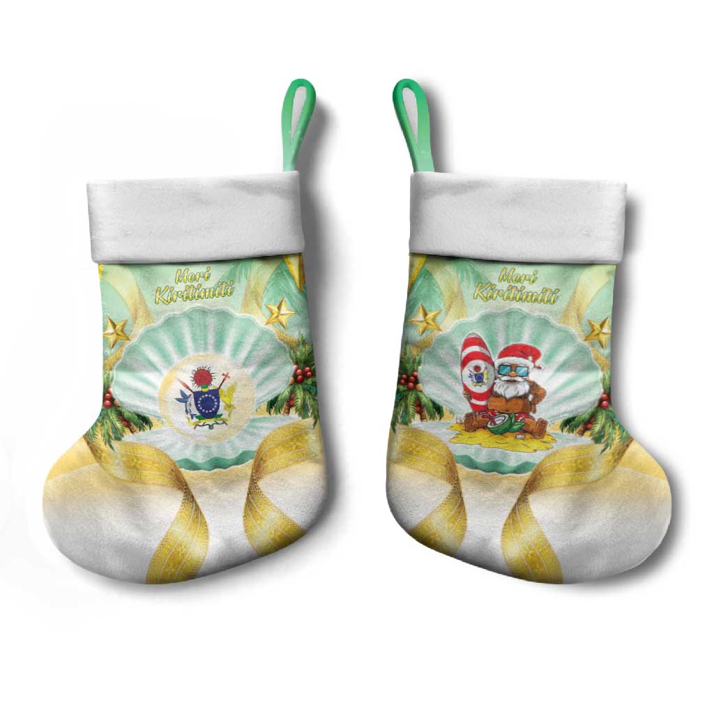 Cook Islands Christmas Stocking Seashell Santa Beach Vibes LT05 - Polynesian Pride