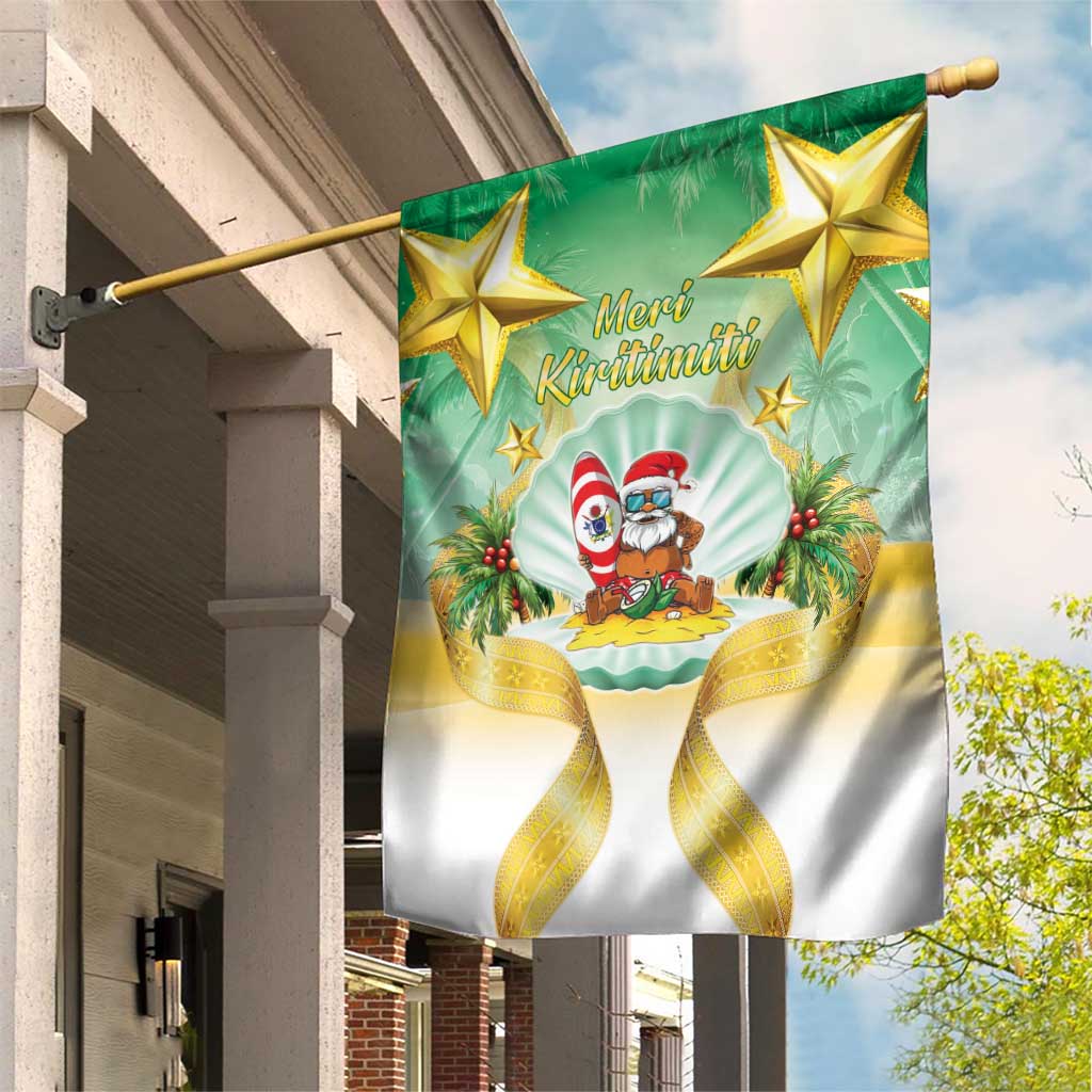 Cook Islands Christmas Garden Flag Seashell Santa Beach Vibes LT05 House Flag Green - Polynesian Pride