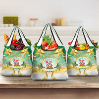 Cook Islands Christmas Grocery Bag Seashell Santa Beach Vibes LT05 3-pack One Size Green - Polynesian Pride