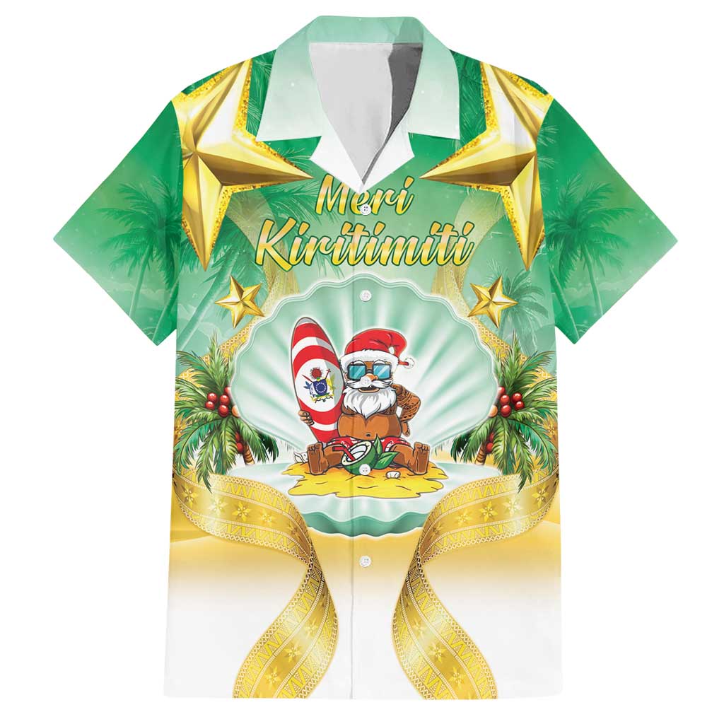 Cook Islands Christmas Hawaiian Shirt Seashell Santa Beach Vibes LT05 Green - Polynesian Pride