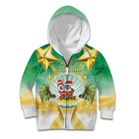Cook Islands Christmas Kid Hoodie Seashell Santa Beach Vibes LT05 Zip Hoodie Green - Polynesian Pride