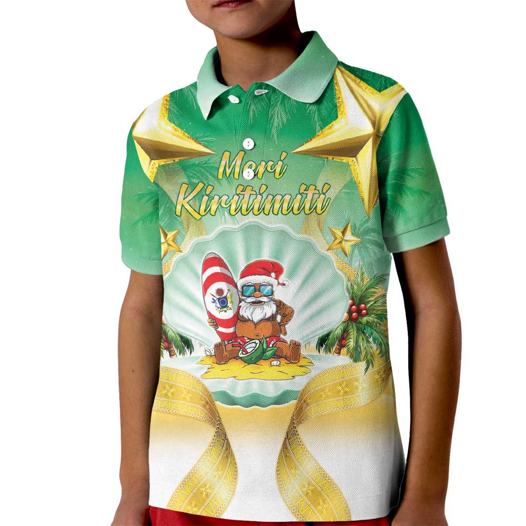 Cook Islands Christmas Kid Polo Shirt Seashell Santa Beach Vibes LT05 Kid Green - Polynesian Pride