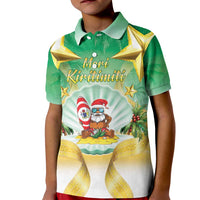 Cook Islands Christmas Kid Polo Shirt Seashell Santa Beach Vibes LT05 Kid Green - Polynesian Pride