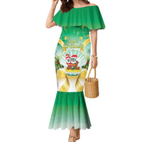 Cook Islands Christmas Mermaid Dress Seashell Santa Beach Vibes LT05 Women Green - Polynesian Pride