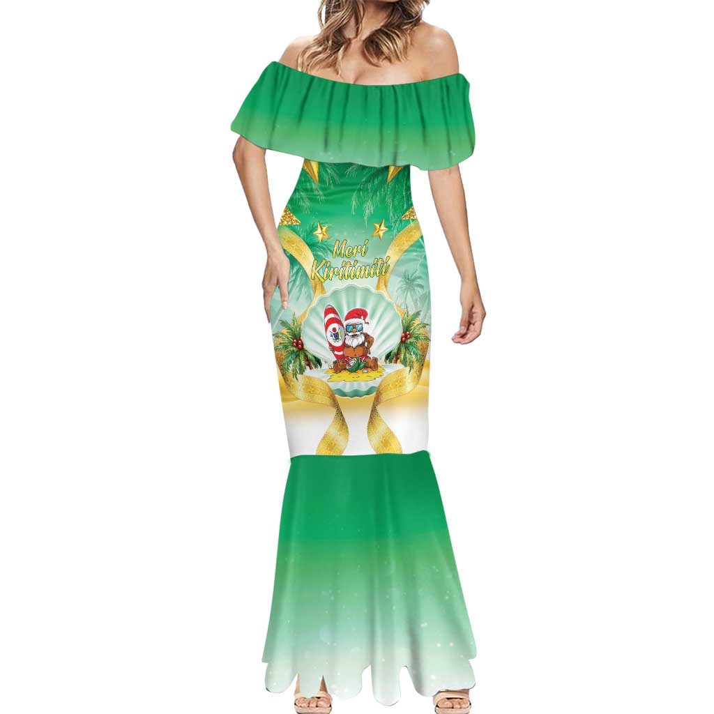 Cook Islands Christmas Mermaid Dress Seashell Santa Beach Vibes LT05 - Polynesian Pride