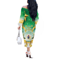 Cook Islands Christmas Off The Shoulder Long Sleeve Dress Seashell Santa Beach Vibes LT05 - Polynesian Pride