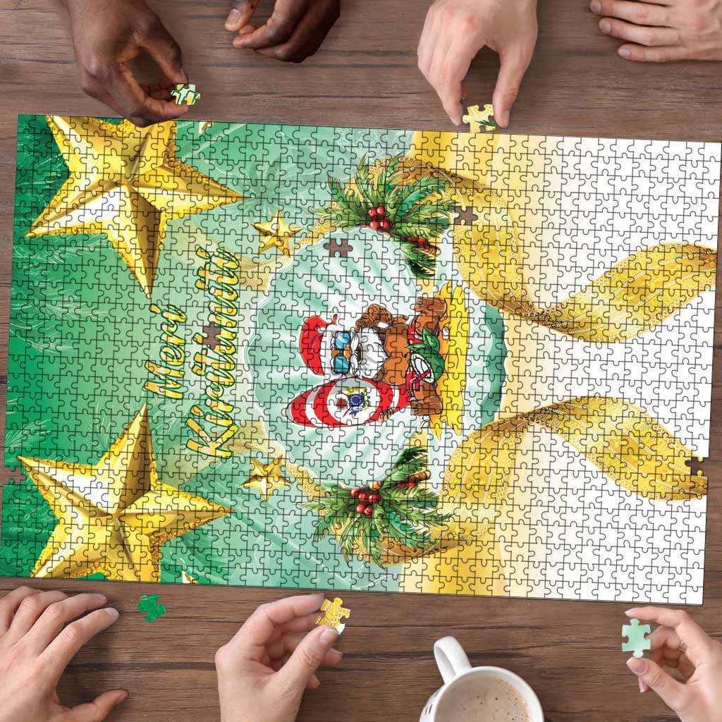 Cook Islands Christmas Puzzle Seashell Santa Beach Vibes LT05 - Polynesian Pride