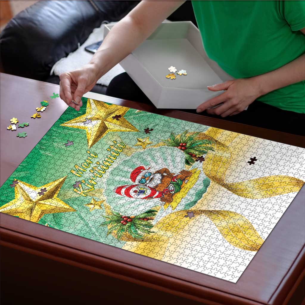 Cook Islands Christmas Puzzle Seashell Santa Beach Vibes LT05 - Polynesian Pride