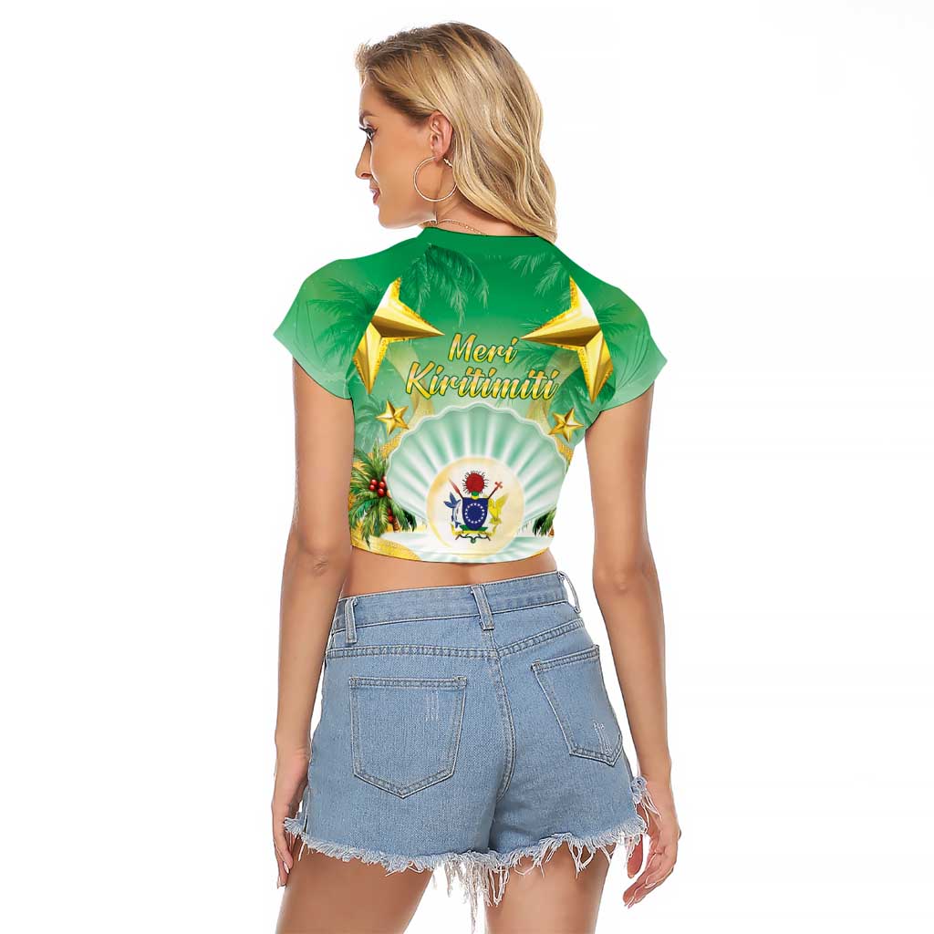 Cook Islands Christmas Raglan Cropped T Shirt Seashell Santa Beach Vibes LT05 - Polynesian Pride