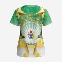 Cook Islands Christmas Scrub Top Seashell Santa Beach Vibes LT05 - Polynesian Pride