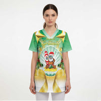 Cook Islands Christmas Scrub Top Seashell Santa Beach Vibes LT05 - Polynesian Pride