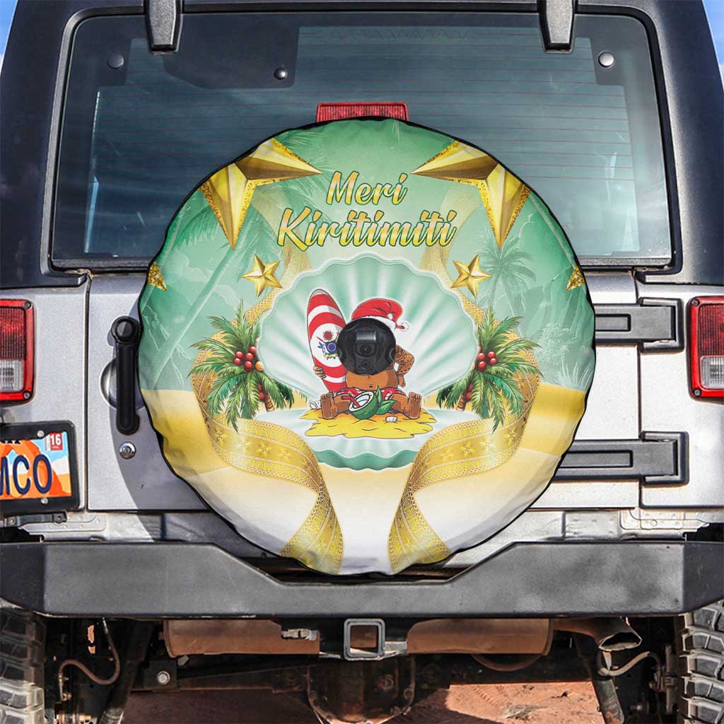 Cook Islands Christmas Spare Tire Cover Seashell Santa Beach Vibes LT05 Green - Polynesian Pride
