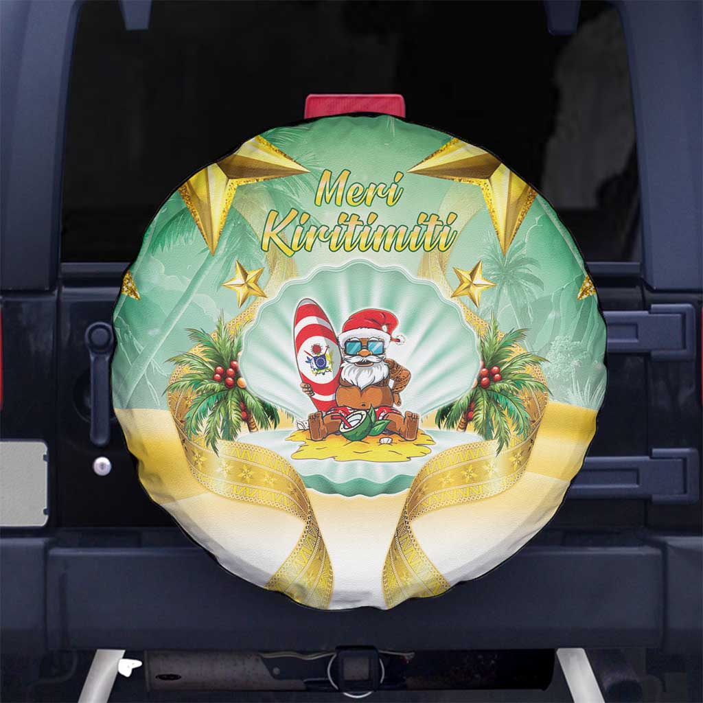 Cook Islands Christmas Spare Tire Cover Seashell Santa Beach Vibes LT05 No hole Green - Polynesian Pride