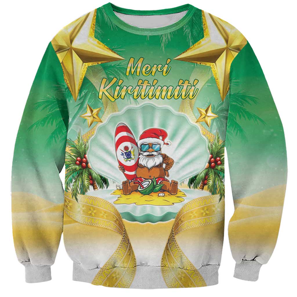 Cook Islands Christmas Sweatshirt Seashell Santa Beach Vibes LT05 Unisex Green - Polynesian Pride