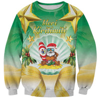 Cook Islands Christmas Sweatshirt Seashell Santa Beach Vibes LT05 Unisex Green - Polynesian Pride