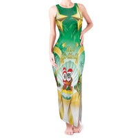 Cook Islands Christmas Tank Maxi Dress Seashell Santa Beach Vibes LT05 Women Green - Polynesian Pride