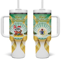 Cook Islands Christmas Tumbler With Handle Seashell Santa Beach Vibes LT05 One Size: 40 oz Green - Polynesian Pride