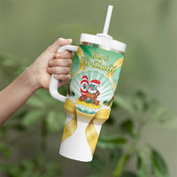 Cook Islands Christmas Tumbler With Handle Seashell Santa Beach Vibes LT05 - Polynesian Pride