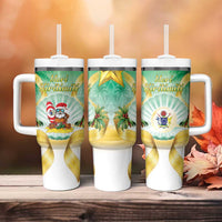 Cook Islands Christmas Tumbler With Handle Seashell Santa Beach Vibes LT05 - Polynesian Pride